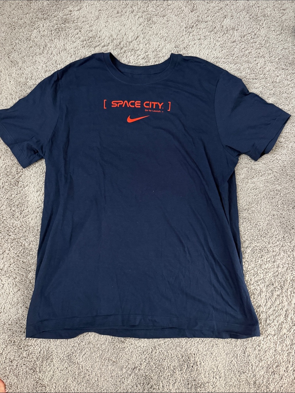 Nike Men's Navy Tee with Red 'Space City' Graphic